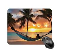 Coconut Beach Sunset Hammock Mouse Pad 20 * 25cm - Non-Slip Rubber Base Mouse Mat Portable Square Desk Mat for Office, Laptop, Travel, Wireless Mice Mats - Waterproof & Durable Design
