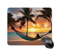 Coconut Beach Sunset Hammock Mouse Pad 25 * 30cm - Non-Slip Rubber Base Mouse Mat Portable Square Desk Mat for Office, Laptop, Travel, Wireless Mice Mats - Waterproof & Durable Design