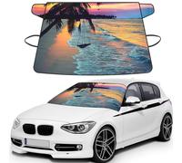 Coconut Beach Sunset Hammock Print Automotive Windshield Frost Cover Protector For Winter Use, Ice Snow Protector Covers For Car