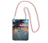 Coconut Beach Sunset Hammock Print Crossbody Bag For Women, Mini Phone Purses, Cute Phone Wallet, For Hiking Travel Gift