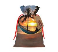 Coconut Beach Sunset Hammock Print Drawstring Gift Bags,For Holiday Season,Birthdays,Anniversaries And Any Special Occasion
