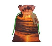 Coconut Beach Sunset Hammock Print Drawstring Pouches For Gifts,Reusable Fabric Gift Bags,For Holiday And Party Presents