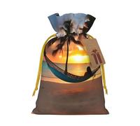 Coconut Beach Sunset Hammock Print Reusable Gift Bags,Drawstring Gift Bags For Jewelry And Gifts,For Festive Occasions