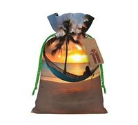 Coconut Beach Sunset Hammock Print Reusable Gift Bags,Drawstring Gift Bags For Jewelry And Gifts,For Festive Occasions