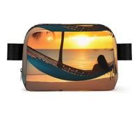 Coconut Beach Sunset Hammock Print Square Waist Bag Unisex Fashion Waterproof Pack Travel Running Casual Gift