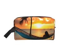 Coconut Beach Sunset Hammock Print Unisex Large Capacity Travel Toiletry Bag Daily Storage Portable Cosmetic Pouch