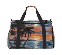 Coconut Beach Sunset Hammock Print Weekender Bag,Gym Bag with,Carry On Luggage Overnight Weekend Bag, Holdall Handbag & Shoulder Bag for Travel Fitness