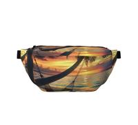 Coconut Beach Sunset Hammock Printed Fanny Pack Waist Bag for Men Women, Adjustable Bumbags Hip Bum Bag Travel Crossbody Bags Sports Running Hiking Belt Bag