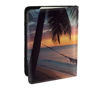 Coconut Beach Sunset Hammock Printed Passport Holder - 6.5 x 4.5 Inch RFID Blocking Travel Wallet,Stylish Passport Cover,Lightweight Document Organizer for Cards