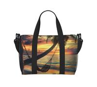Coconut Beach Sunset Hammock Printed Travel Bag Duffle Bag for Men Women, Large Water Resistant Gym Bag Weekend Holdall Bag with Shoulder Strap