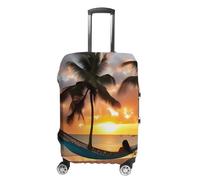 Coconut Beach Sunset Hammock Suitcase Covers Luggage Protector - Travel Elastic Baggage Case Protective, Washable Anti-scratch Large Suit Case Cover for Suitcases Fits 19-32 Inch Luggages, white