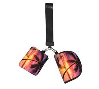 Coconut Beach Sunset Hammock Wristlet Keychain Wallet Pouch with Strap Double Zipper Small Coin Purse Portable Wrist Bag for Travel Gym Daily Use