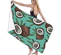Coconut Beach Towel 90 x 180 cm, Absorbent Quick Dry Microfibre Towel, Coconut Beach Towels for Adults Kids, Swimming Sports Travel Towel 3D Beach Towels