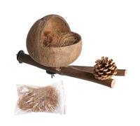 Coconut Bird House - Natural Coconut Shell Birds - Coconut Shell with Grated Coconut, Comfortable Parakeet Box for Parakeets Canary Parakeets Parakeets Cockatiels Finches