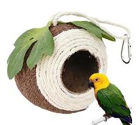 Coconut Bird Nest House - Coconut Shell Bird House - Natural Coconut Shell Bird House Handwoven Bird Nest for Parrots, Swallows, Conures, Sparrows Luckxing
