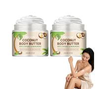 Coconut Body Butter for Dry Skin, Deep Moisturizing Body Cream with Shea Butter & Coconut Oil, Hydrating Body Moisturizer for Women Men, Smooths & Nourishing Skin Care Lotion for Daily Use (2pcs)