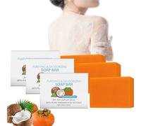 Coconut Body Wash Soap Bar With Persimmon，Purifying Deodorizing Odors For Women & Men，Deodorant Body Persimmon Bar Soap For Old People Smell & Skin Cleansing，Gentle On All Skin Types (3)
