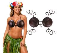 Coconut Bra with Cord,Natural Coconuts Shell Bikini Top,Hawaiian Coconut Shell Bra Top for Women Costume Party Supplies, L Size-1 Set, One size