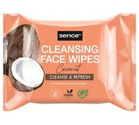Coconut Facial Cleansing Wipes Vegan, Wet Wipes for Gentle Face Cleansing & Face Care, Make-Up Wipes for Makeup - Sence Beauty and Cosmetics (6 × 20 Pieces)