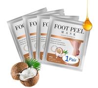 Coconut Foot Mask Socks for Dry Cracked Feet, Restoring & Hydrating Socks with Shea Butter, Coconut Oil & Rosemary Extract, Feet Masks for Women & Men Foot Care & Cracked Heel Repair (4 Pairs)