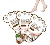 Coconut Foot Mask Socks with Vitamin E & Collagen,Softening Foot Mask,Hydrating Foot Mas/k Socks,Hydrating & Moisturi/sing Feet Peel Masks,Nourishing Foot Masks,Softening Feet Care Sock(3Pcs)