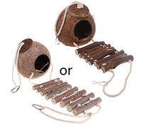 Coconut For Shell Bird House Hamster Finch Swing Toys Accessory For Small Pets Carrot Birds Habitat Places Pet Hammock