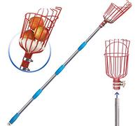 COCONUT Fruit Picker Tool, Fruit Picker Pole with Basket Height Adjustable - 8FT Mango Lemon Orange Apple Picker - Fruits Catcher Tree Picker for Getting Fruits