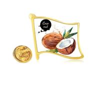 Coconut Fruit Tasty Healthy Watercolor Golden Metal Flag Lapel Pin Badge