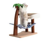 Coconut Island Cat Climbing Frame Litter Scratching Post Tree One Sisal Grinding Claws Supplies Sturdy Stable(Blue,With mat)