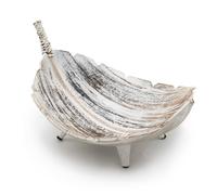 Coconut Leaf Large Fruit Bowl - Whitewash
