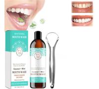 Coconut Mint Mouthwash,Coconut Mouthwash,Whitening Mouth Wash,Mint Oil Pulling Mouthwash with Tongue Scraper,Coconut Pulling Oil,Teeth Whitening,Fresh Breath (1 Pcs)