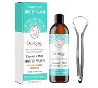 Coconut Mint Mouthwash, Mouthwash with Tongue Scraper, Coconut Pulling for Teeth, for Teeth Whitening and Healthier Teeth & Gum