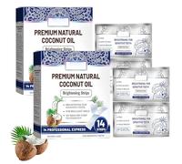 Coconut Mint Whitening Strips, Natural Ingredients for Gentle Teeth Brightening, Gentle Formula, Convenient Strip Design, Freshen Breath, 14 - Pack for a Dazzling Smile (2PCS)