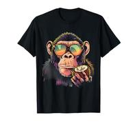 Coconut Monkey Portrait Artwork Sunglasses Coconut Lover T-Shirt