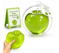 Coconut Oil Apple Squishy, 3.15in Clear Cute Apple Stress Balls, No-Rebound Moldable Fidget Sensory Squeeze, Soft Squishy Stress Relief Desk Birthday Gift for Adults (Big Apple-green)