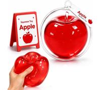 Coconut Oil Apple Squishy, 3.15in Clear Cute Apple Stress Balls, Zero Bounce Back Realistic Sensory Squeeze for Anxiety Management Party Favors (Big Apple-red)