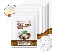Coconut Oil Face Masks,10 PCS Face Masks Skincare,Face Care Sheet Mask,Skin Care Gift Set with Sheet Face Mask Multipack,Mothers Day Hamper with Castor Oil and Hyaluronic Acid