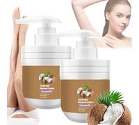 Coconut Oil Facial Hair Removal Cream, Crema Depiladora Para Mujer, Facial Hair Removal Cream for Women, Facial Depilatory Creams, Coconut Oil Based Gentle Body Hair Remover Creams (2 Pcs)