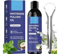 Coconut Oil for Teeth Pulling, Fresh Breath, Alcohol-Free & Fluoride-Free Natural Formula, 100ml with and Tongue Scraper Included