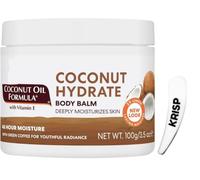 Coconut Oil Formula Body Balm 100g with Vitamin E | Coconut Hydrate Deep Moisturiser for Dry Skin | Rich Body Balm Tub | Includes Cosmetic Spatula