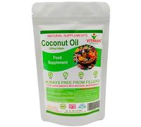 Coconut Oil Natural Softgels 1000mg x 60 Pure Cold Pressed Extra Virgin Oil Capsules for Optimal Anti Ageing, High Potency Supplement for Skin & Hair