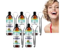 Coconut Oil Pulling Mouthwash - Coconut Oil Pulling Rinse for Oral Care -Natural Mouthwash to Fight Plaque & Bad Breath - with Tongue Scraper for Fresh Breath, Promotes Healthy Teeth (5 Bottles)