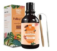 Coconut Oil Pulling with Cinnamon Essential Oil & Tongue Scraper Teeth Whitening Mouthwash, Alcohol Free Natural Mouthwash, Fresh Breath & Dry Mouth Mouthwash (8 Fl.Oz) (236 ml, Cinnamon)