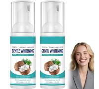 Coconut Oil Teeth Whitening Mousse Foam - Deep Cleaning Oral Care, Fresh Breath Stain Removal, Mint Fine Foaming Toothpaste Mouthwash Travel-Friendly (2Pcs)