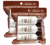 Coconut Oil Travel Size Toiletries, Shampoo and Conditioner Sets with Body Wash Gel, Natural Ingredients, Deep Cleaning the Body and Hair, Silky Hydration & Nourishing Care (2 set)