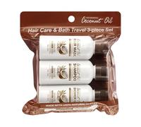 Coconut Oil Travel Size Toiletries, Shampoo and Conditioner Sets with Body Wash Gel, Natural Ingredients, Deep Cleaning the Body and Hair, Silky Hydration & Nourishing Care (1 set)