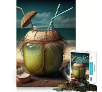 Coconut on The Beach 1000 Piece Teenager Puzzles Unwind Game Creative Fun Playful Challenge Xmas Present (50x75cm)