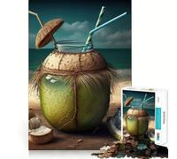 Coconut on The Beach for Adults 1000 Piece Puzzle Cognitive Train Clean Connection Pattern Build Room Art (38x52cm)