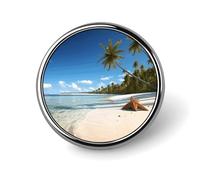 Coconut Palm Beach Badge,Comfort Light in Weight Round Emblem Cute Funny Decor Brooch Smooth Does Not Fade Badges for Hats Jackets Coat Shirt