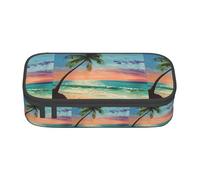 Coconut Palm Tree Sandy Beach 1 Print Pencil Case, Large Capacity Pen Case Bag Pouch Holder Stationery Pen Case Office Pencil Bag Pen for Stationery, Cosmetic, Makeup, Travel & Office Supplies